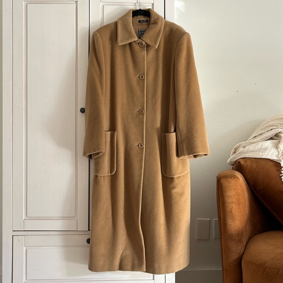 Vintage Cinzia Rocca Long Wool Pea Coat in Camel Color